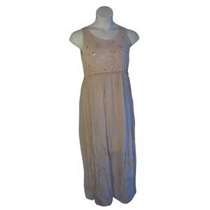 Grey Violet M Light Pink Silk Blend Sheer Overlay Longer Length Dress